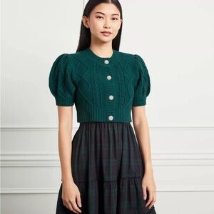 Hill House Ollie cardigan sweater Botanical Green, size L, merino wool, party